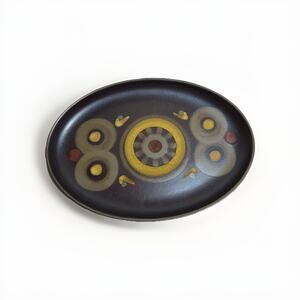 Denby Samarkand Arabesque Brown Stoneware Oval Platter 12.5” England Vintage